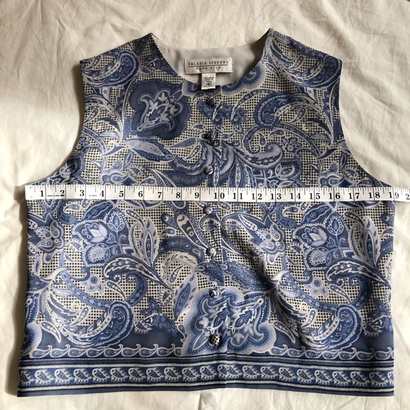 •SILK• cropped button up •HOUNDSTOOTH •PAISLEY top blouse sz 6 - Picture 7 of 10